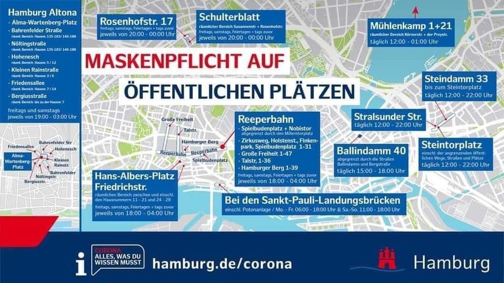 Hamburg’da bazı bölgelerde maske takma zorunluluğu getirildi