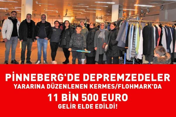 Pinneberg’de Depremzedeler yararına düzenlenen Kermes/Flohmark’da 11 bin 500 Euro Gelir Elde Edildi!