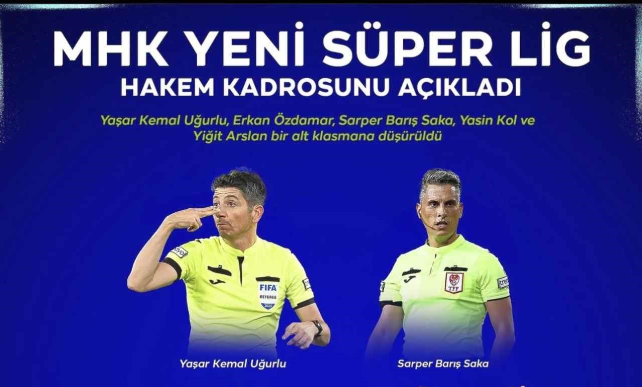 5 hakem alt klasmana düşürüldü